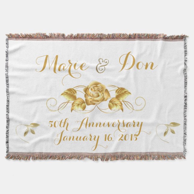Custom Golden Anniversary Throw Blanket (Front)