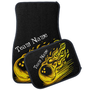 Custom Golden Bowling Art Design Car Floor Mat