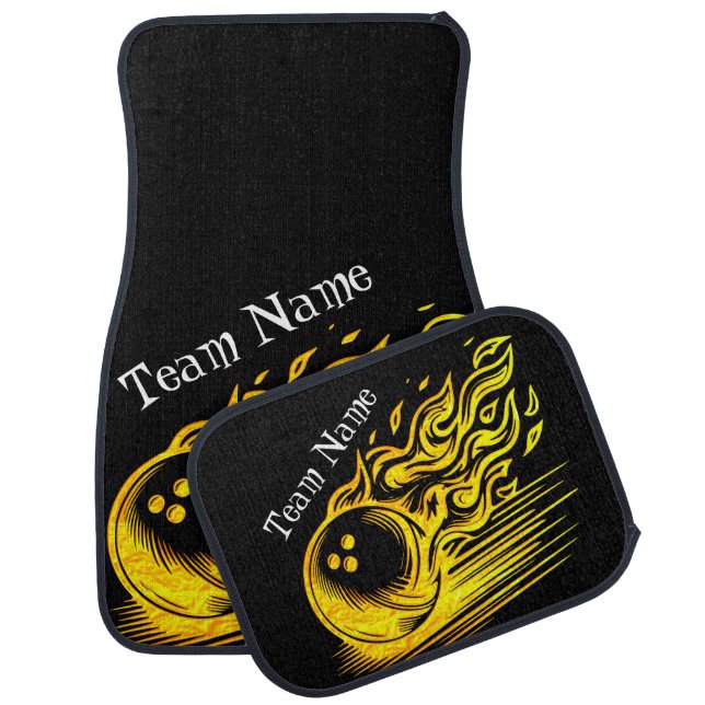 Custom Golden Bowling Art Design Car Floor Mat (Set)
