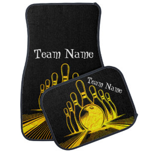 Custom Golden Bowling Team Logo Car Floor Mat
