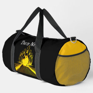 Custom Golden Bowling Team Logo Duffle Bag