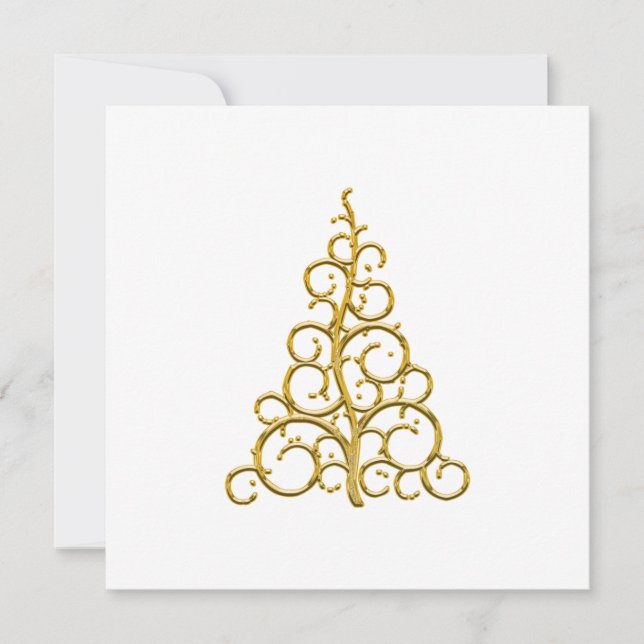Custom Golden Christmas Tree Holiday Card (Front)