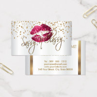 Custom - Golden Confetti & Hot Pink Lips Business Card