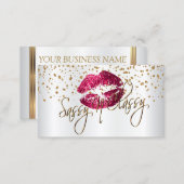 Custom - Golden Confetti & Hot Pink Lips Business Card (Front/Back)