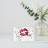 Custom - Golden Confetti & Hot Pink Lips Business Card (Standing Front)