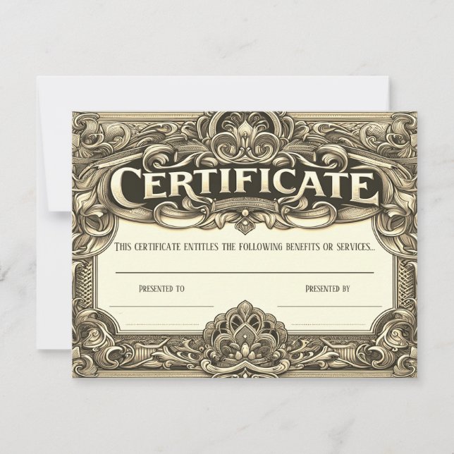 Custom Golden Gift Certificate for Invitations (Front)