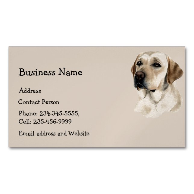 Custom Golden Labrador Dog Pet Animal Logo Business Card Magnet (Front)