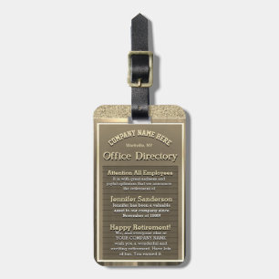 Custom Golden Retirement Sign Luggage Tag