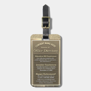 Custom Golden Retirement Sign Luggage Tag