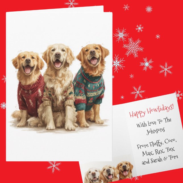 Custom Golden Retriever Christmas Ugly Sweater Card (Creator Uploaded)
