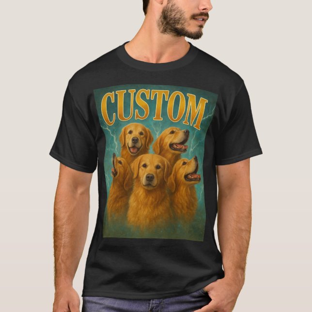 Custom Golden Retriever Dog Art T-Shirt – Cute Per (Front)