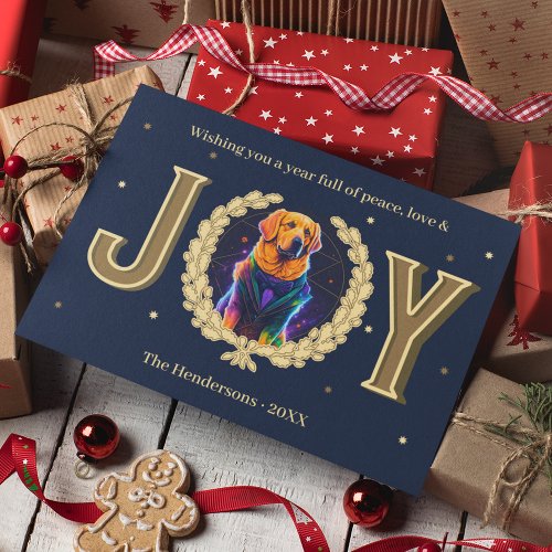 Custom Golden Retriever Dog Joy Christmas Holiday Card