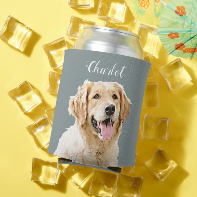Custom Golden Retriever Dog Personalized Drawn Can Cooler (In Situ Summer)