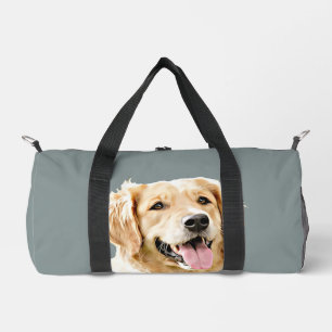 Custom Golden Retriever Dog Personalized Drawn Duffle Bag