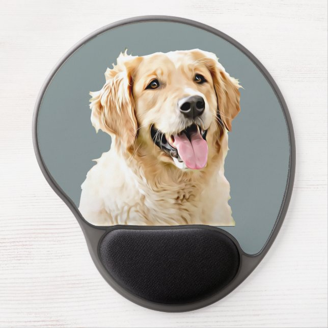 Custom Golden Retriever Dog Personalized Drawn Gel Mouse Pad (Front)