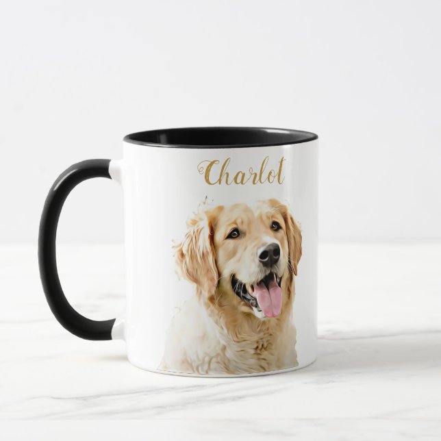 Custom Golden Retriever Dog Personalized Drawn Mug (Left)