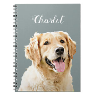 Custom Golden Retriever Dog Personalized Drawn Notebook