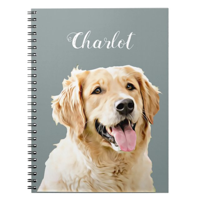 Custom Golden Retriever Dog Personalized Drawn Notebook (Front)
