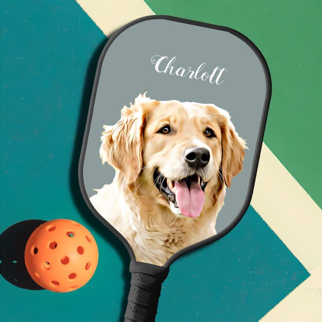 Custom Golden Retriever Dog Personalized Drawn Pickleball Paddle (Creator Uploaded)