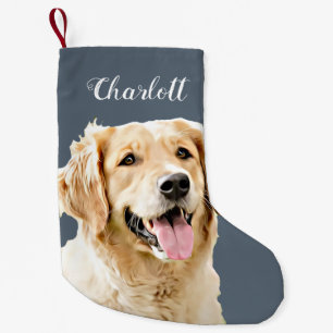 Custom Golden Retriever Dog Personalized Drawn Small Christmas Stocking