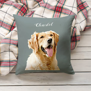 Custom Golden Retriever Dog Personalized Drawn Throw Pillow