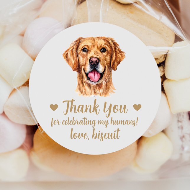 Custom Golden Retriever Dog Wedding Favor Stickers (Creator Uploaded)