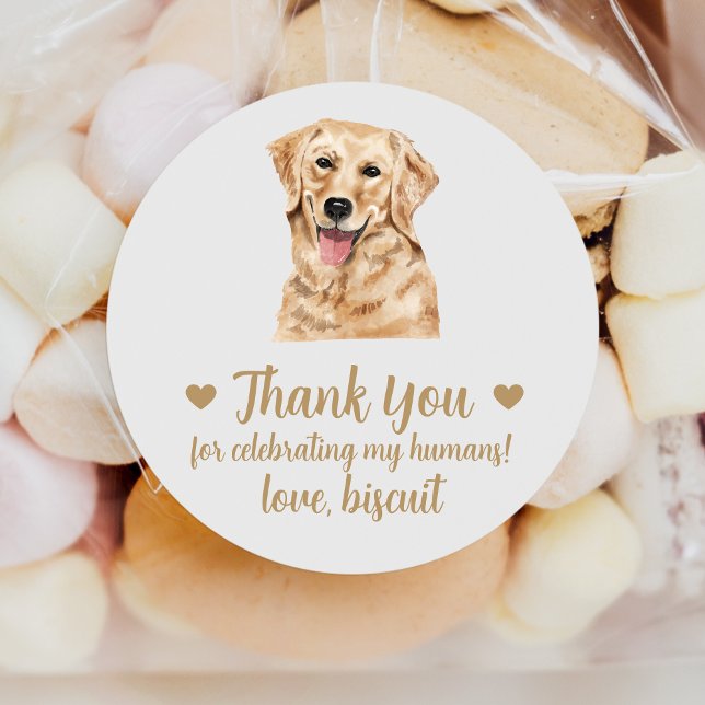 Custom Golden Retriever Dog Wedding Favor Stickers (Creator Uploaded)