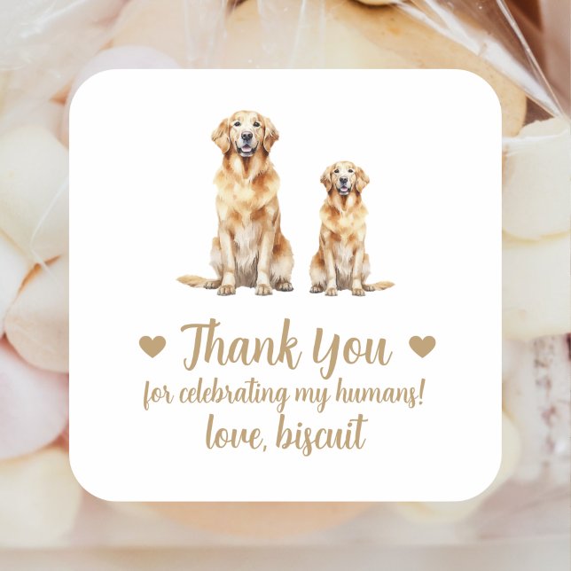 Custom Golden Retriever Dog Wedding Favor Stickers (Creator Uploaded)