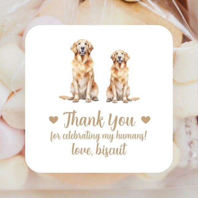 Custom Golden Retriever Dog Wedding Favor Stickers (Creator Uploaded)