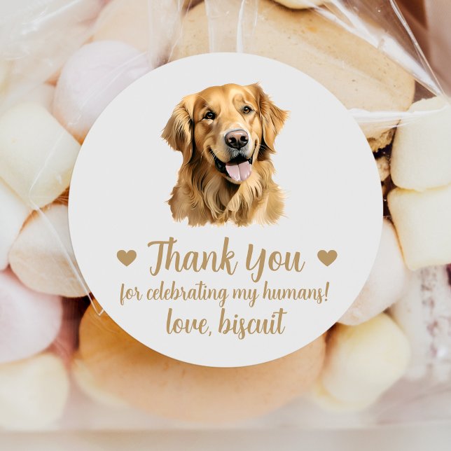 Custom Golden Retriever Dog Wedding Favor Stickers (Creator Uploaded)