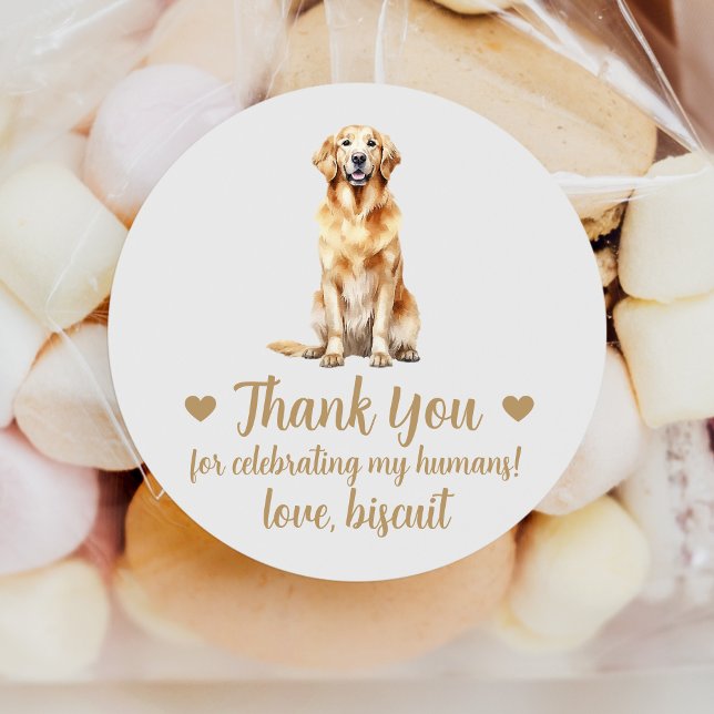 Custom Golden Retriever Dog Wedding Favor Stickers (Creator Uploaded)