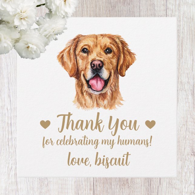 Custom Golden Retriever Dog Wedding Favor Tags (Creator Uploaded)