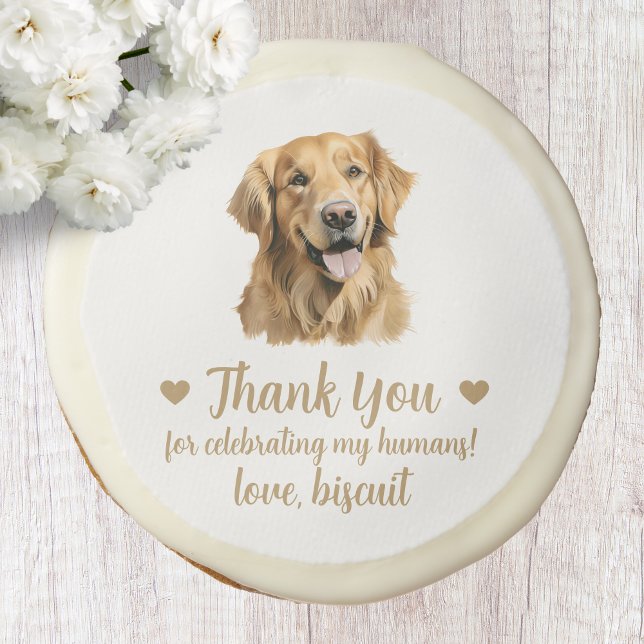 Custom Golden Retriever Dog Wedding Sugar Cookie (Creator Uploaded)