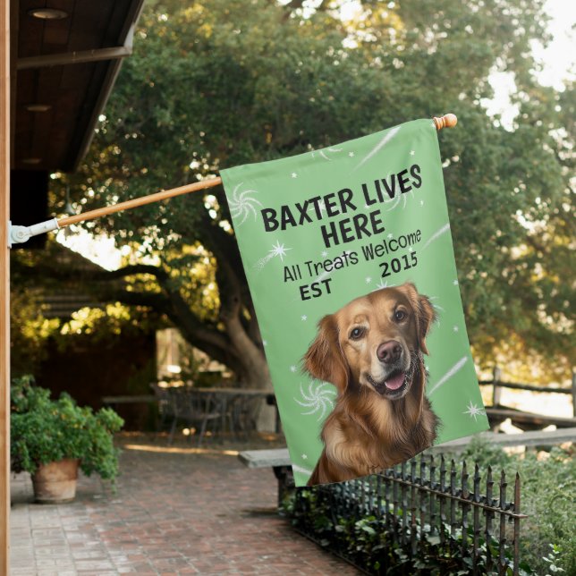 Custom Golden Retriever House Flag (In SItu)