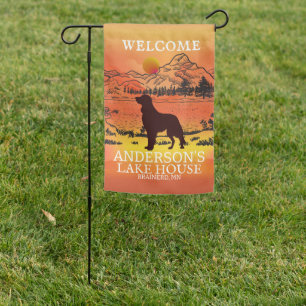 Custom Golden Retriever Lake House Yard Sign