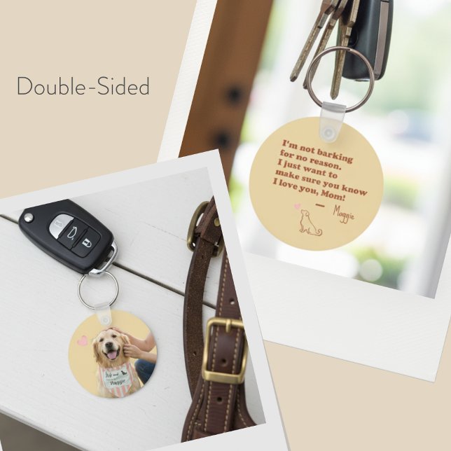 Custom Golden Retriever Mom Message Photo Heart Keychain (Creator Uploaded)