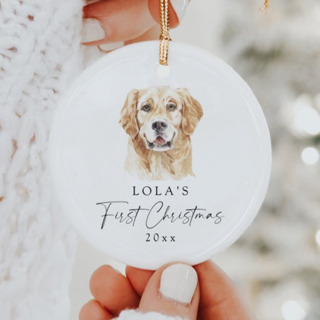 Custom Golden Retriever My First Christmas Ceramic Ornament (Creator Uploaded)