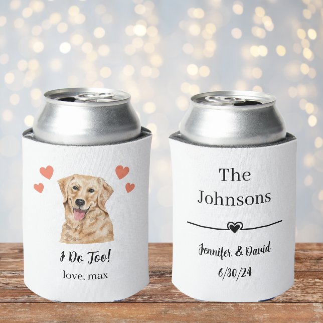 Custom Golden Retriever Pet Wedding Can Cooler (Creator Uploaded)