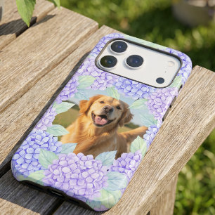 Custom Golden Retriever Photo Hydrangea Wreath iPhone 17 Pro Case
