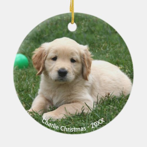 Custom Golden Retriever Puppy Photo Ceramic Ornament