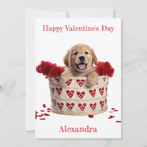 Custom Golden Retriever Puppy Valentine Holiday Card