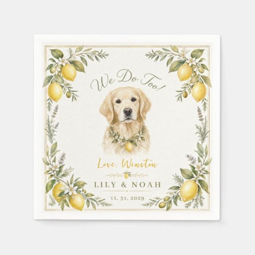 Custom Golden Retriever Wedding Dog Amalfi Coast  Napkins