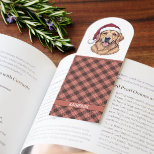 Custom Golden Retriever With Santa Hat Christmas Bookmarks