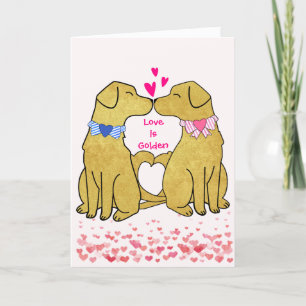 Custom Golden Retrievers Kissing Valentine Holiday Card