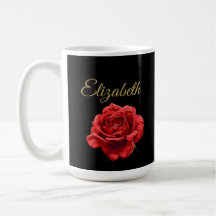 Custom Golden Script Elegant Red Rose Personalized