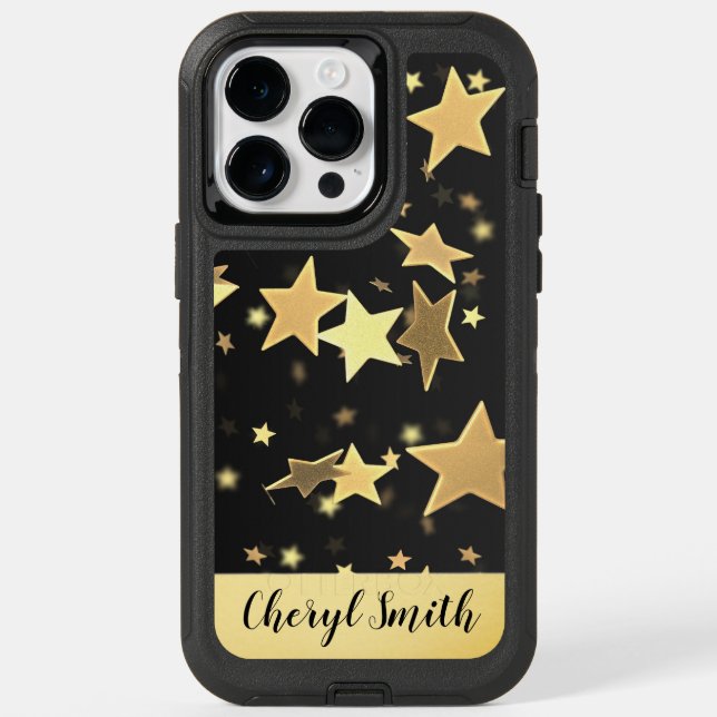 Custom Golden Stars iPhone 14 Pro Max Case (Back)