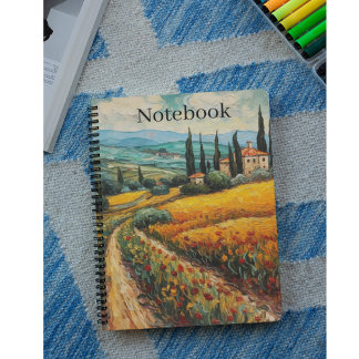 Custom Golden Tuscany Wildflower Countryside Notebook