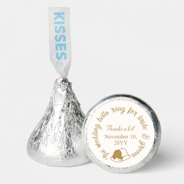 Custom Golden Wedding Bells Hershey's Candy Favors (Front)