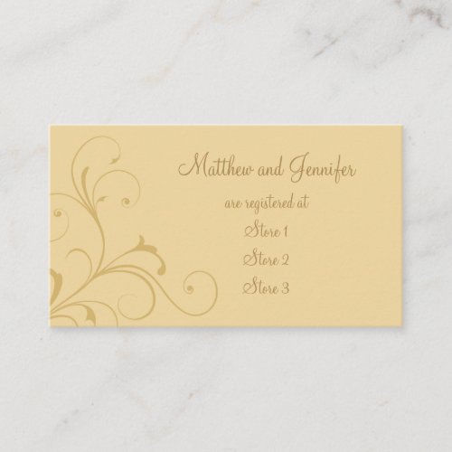 Custom Golden Yellow Wedding Gift Registry Cards Business Card Template