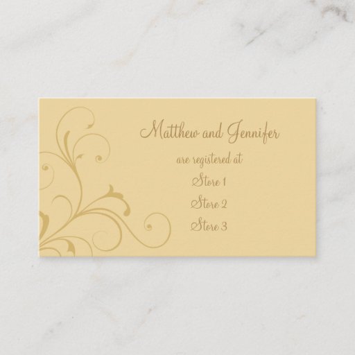 Customizable Custom Golden Yellow Wedding Gift Registry Cards Business Card Template